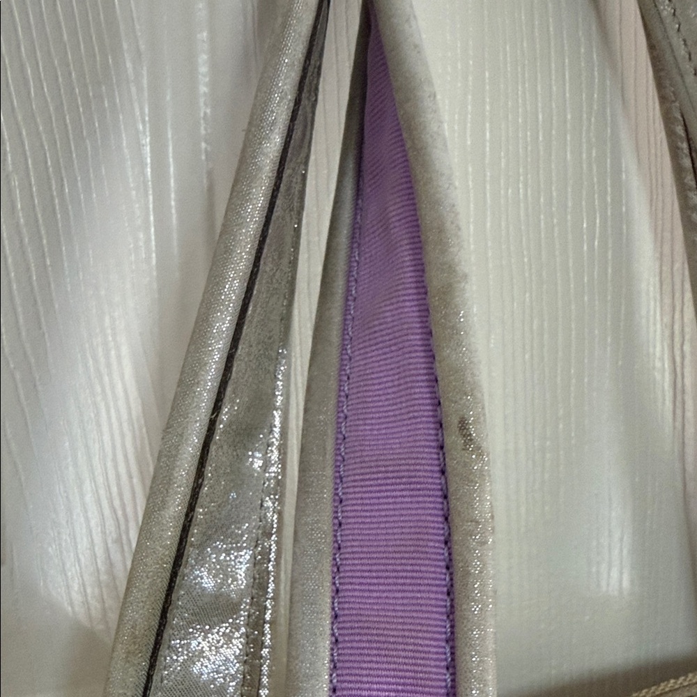 Coach Beige Signature Canvas Shoulder Bag with Purple & Orange Floral Appliqués - Picture 6 of 16